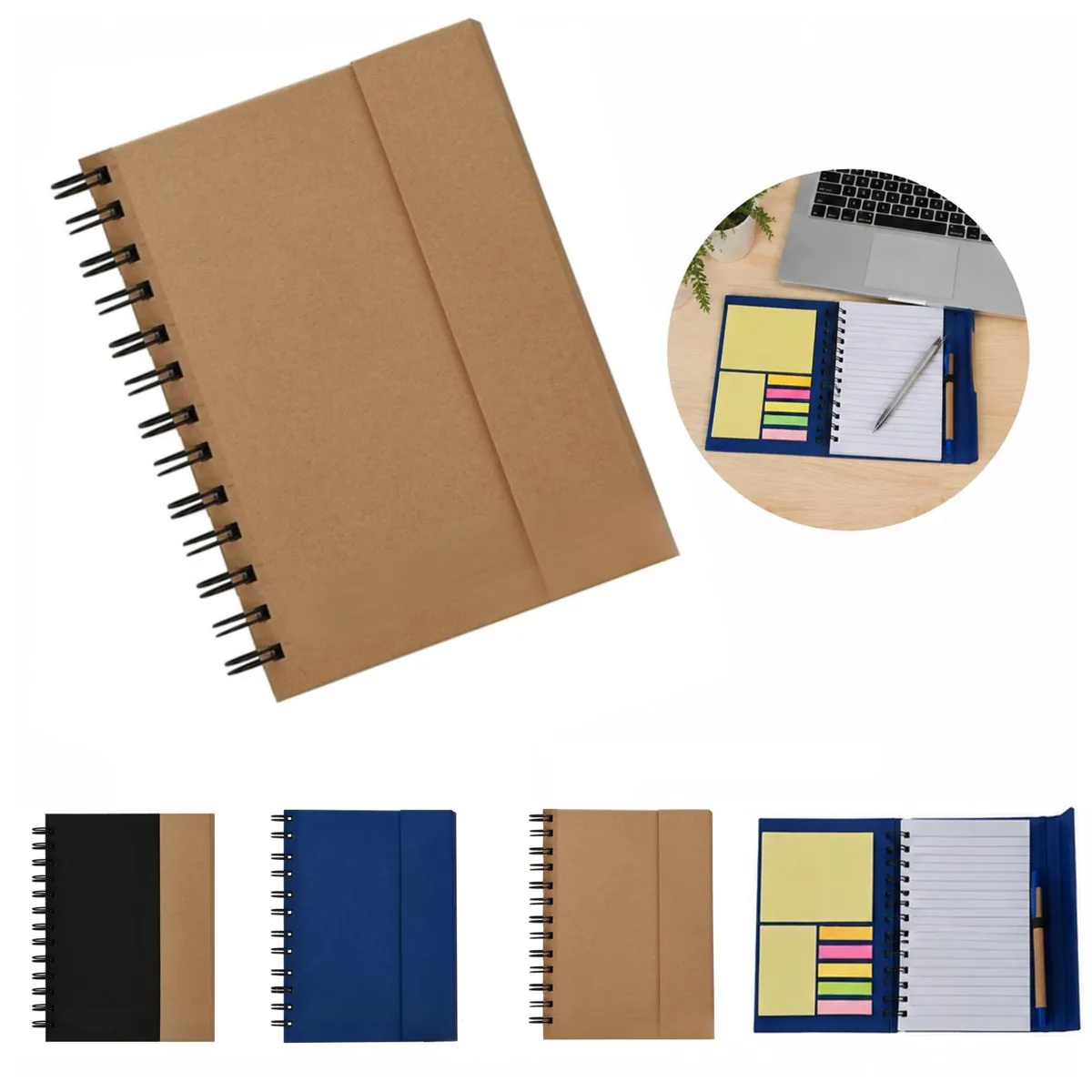 Spiral Notepad Set with Sticky Notes and Pen 2
