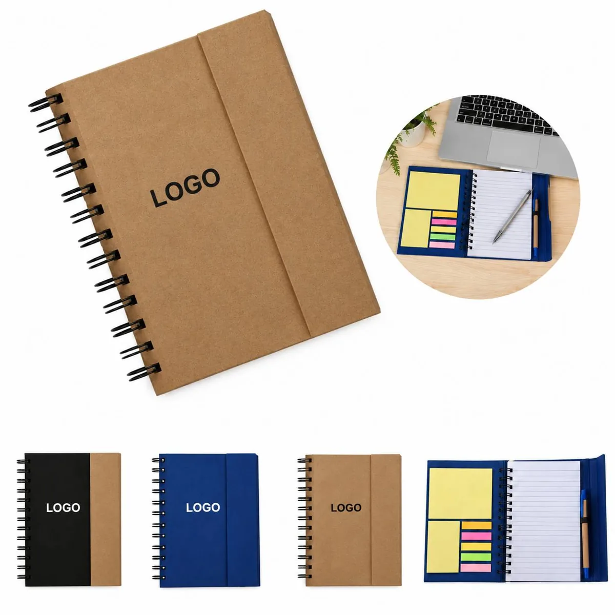 Spiral Notepad Set with Sticky Notes and Pen
