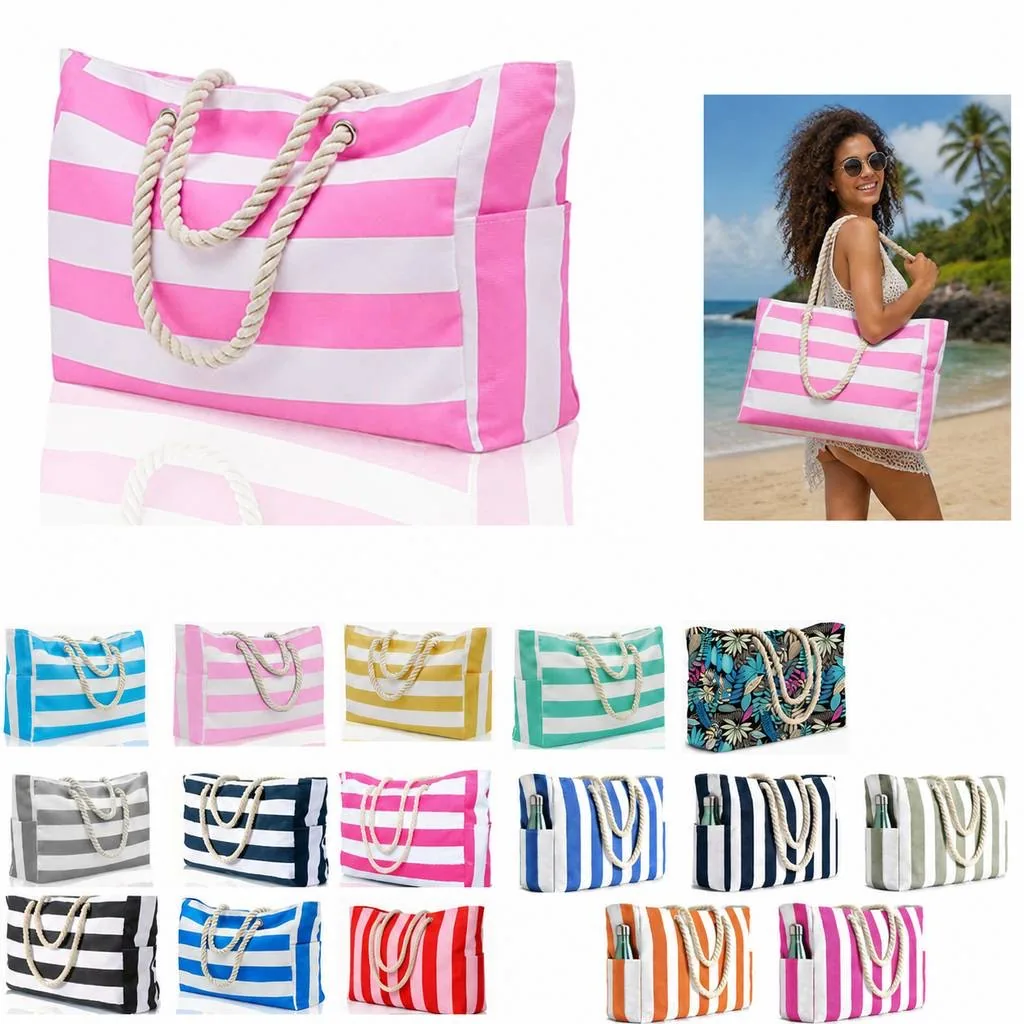 Large Water-Resistant Tote for Beach Travel Shopping 2