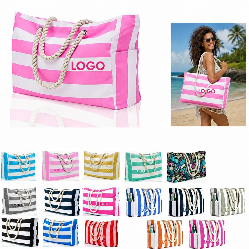 Large Water-Resistant Tote for Beach Travel Shopping