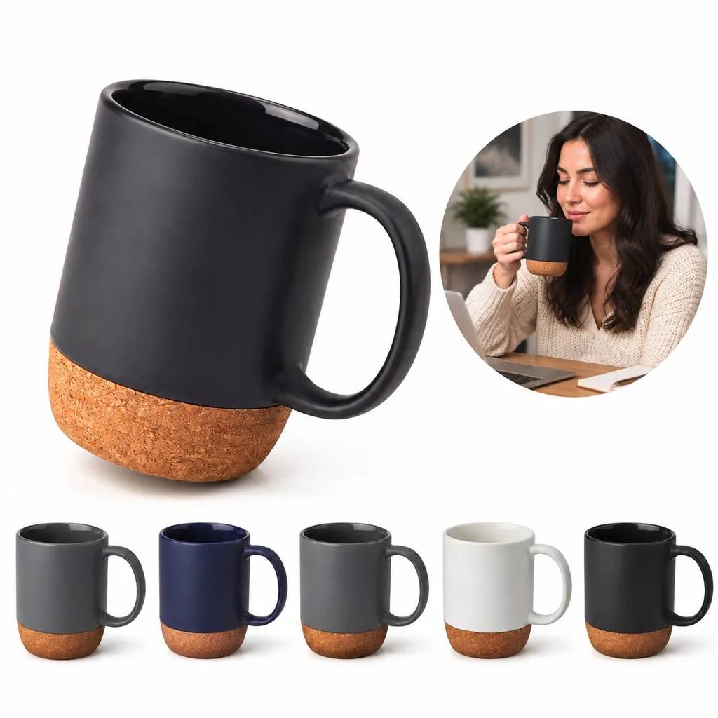 Ceramic Mug with Removable Cork Base, Matte Finish 2