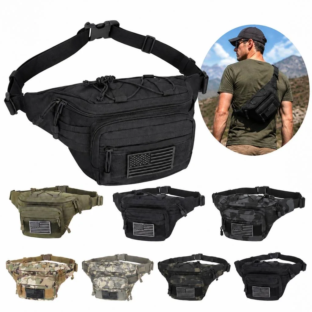Tactical Nylon Waist Pack with Multi Zippered Pockets 2