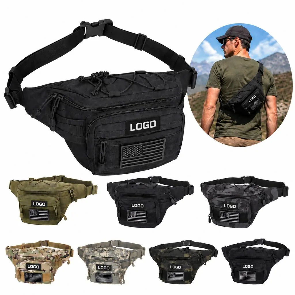 Tactical Nylon Waist Pack with Multi Zippered Pockets
