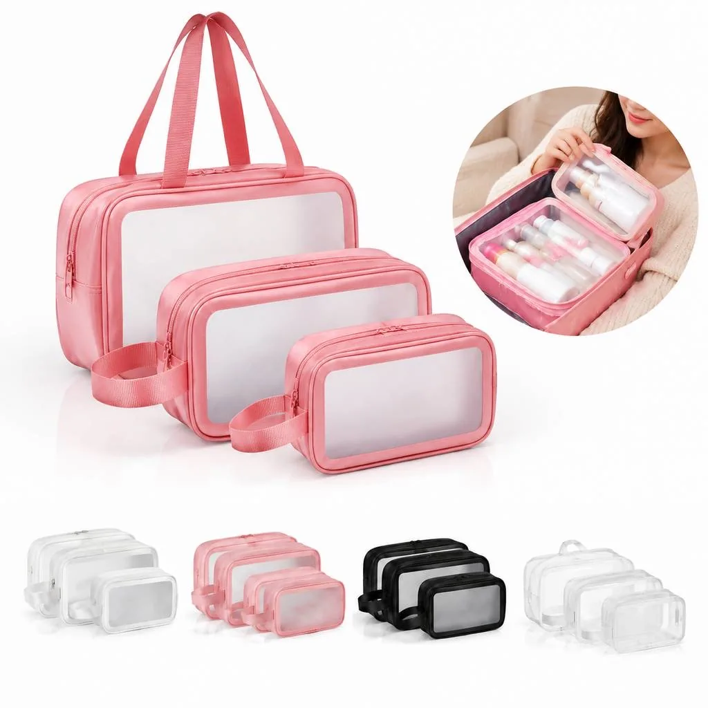 Clear PVC Cosmetic Pouch for Travel and Daily Storage 2