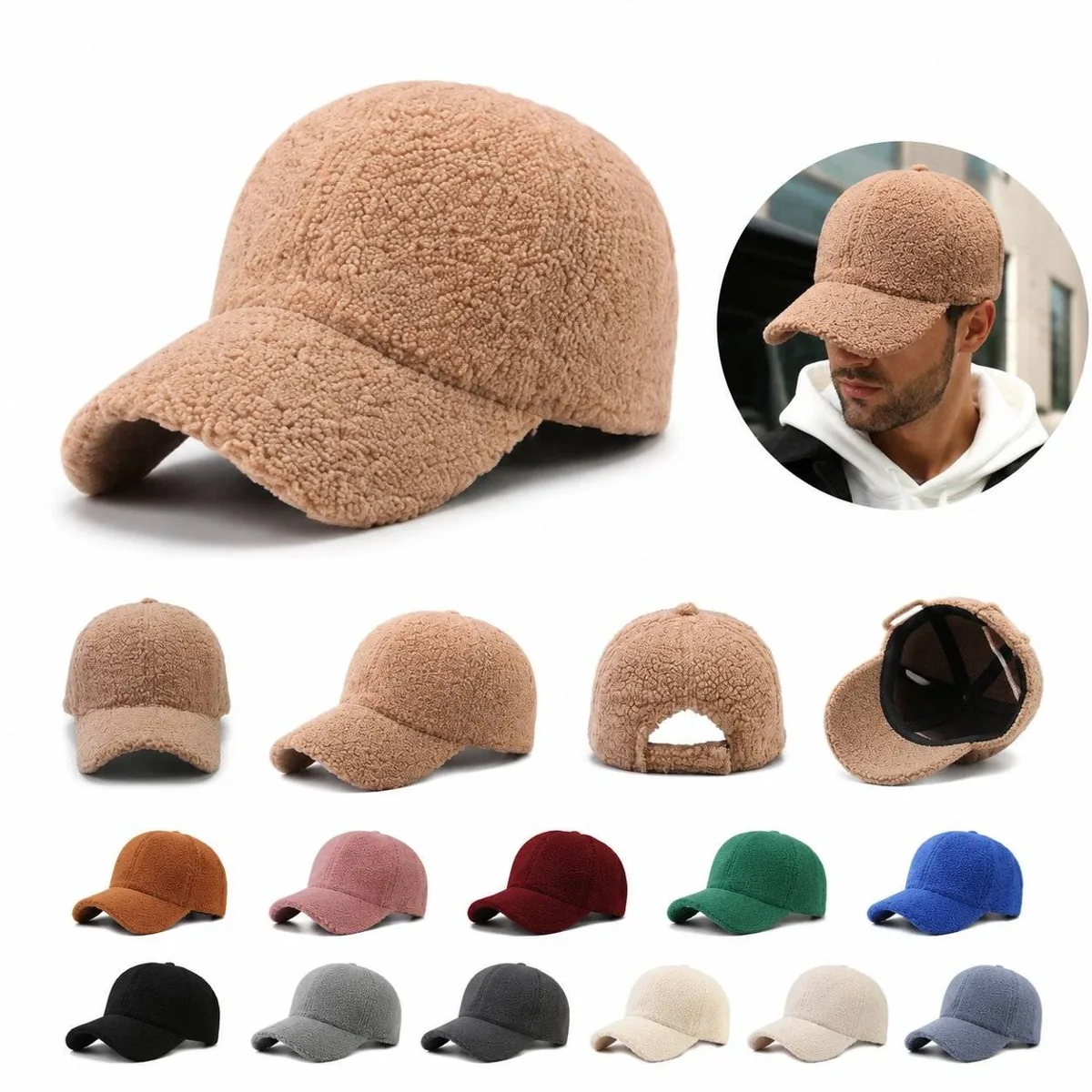 Unisex Winter Fleece Lined Baseball Cap Adjustable 2
