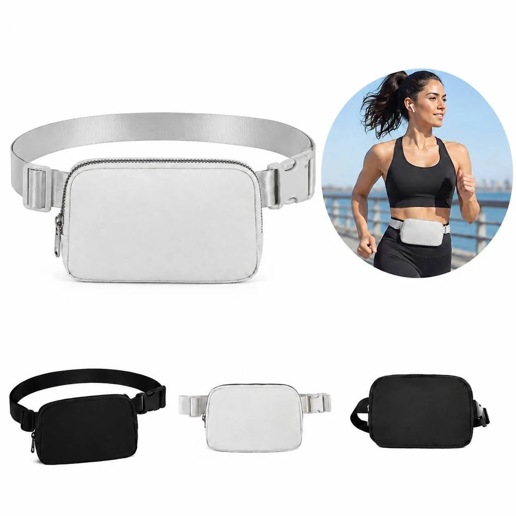 Compact Water-Resistant Canvas Waist Bag with Zip Pockets 2