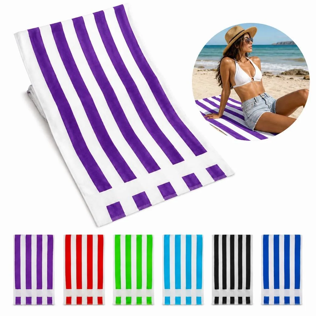Oversized Striped Cotton Beach Towel for Pool and Travel 2