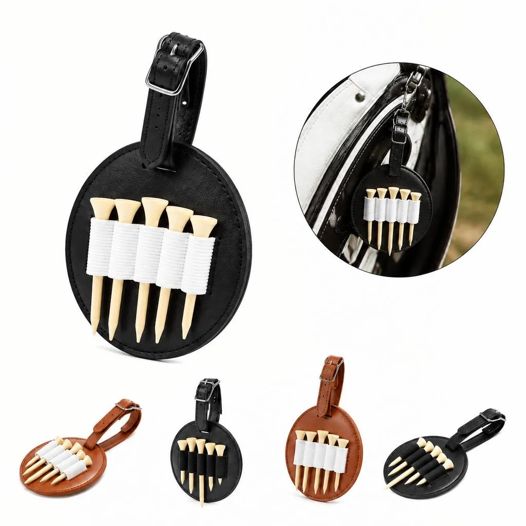 Leather Golf Tee Waist Pouch Compact Belt Holder 2