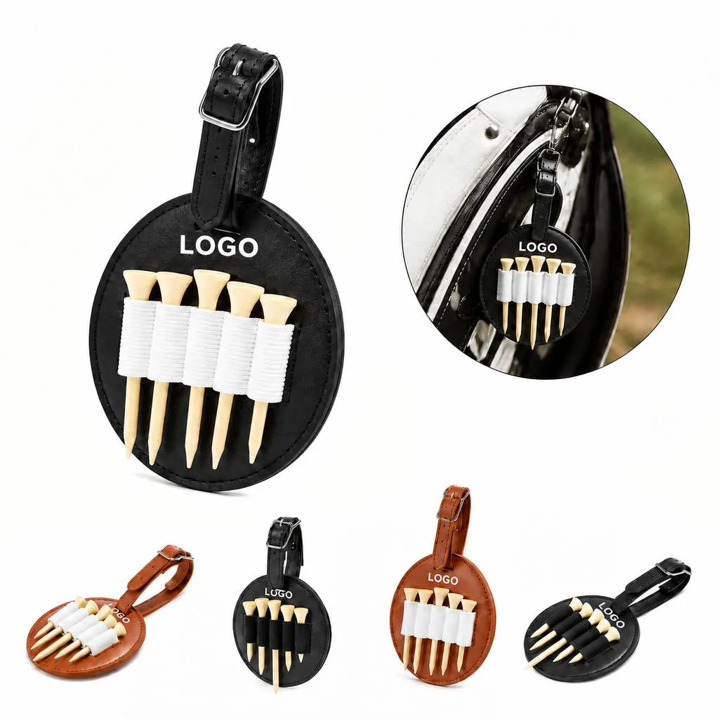 Leather Golf Tee Waist Pouch Compact Belt Holder