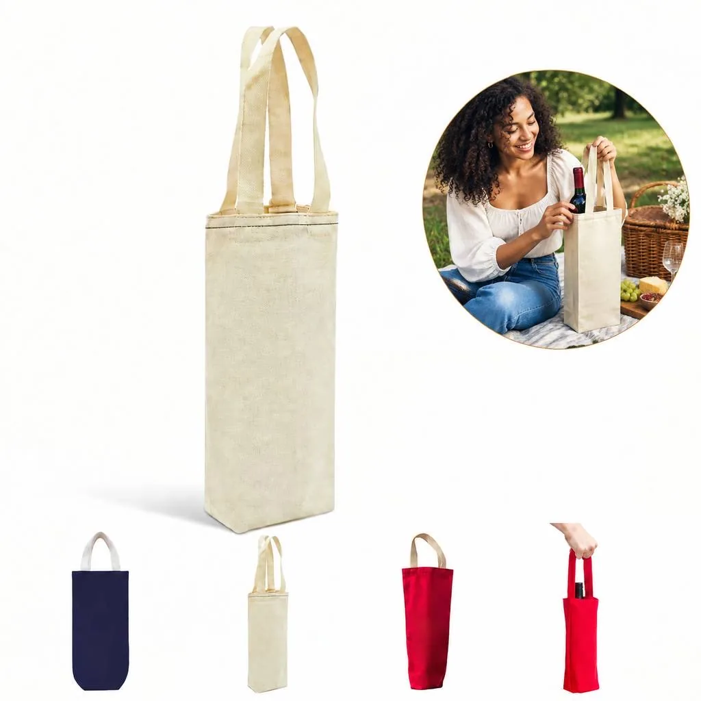Eco-Friendly Reusable Cotton Wine Bottle Tote Bag Washable 2