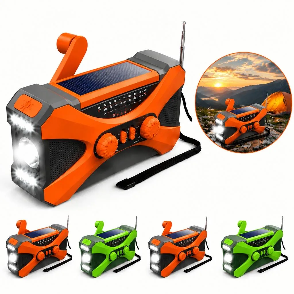 Portable Emergency AM/FM Radio with Solar Crank Charging 2