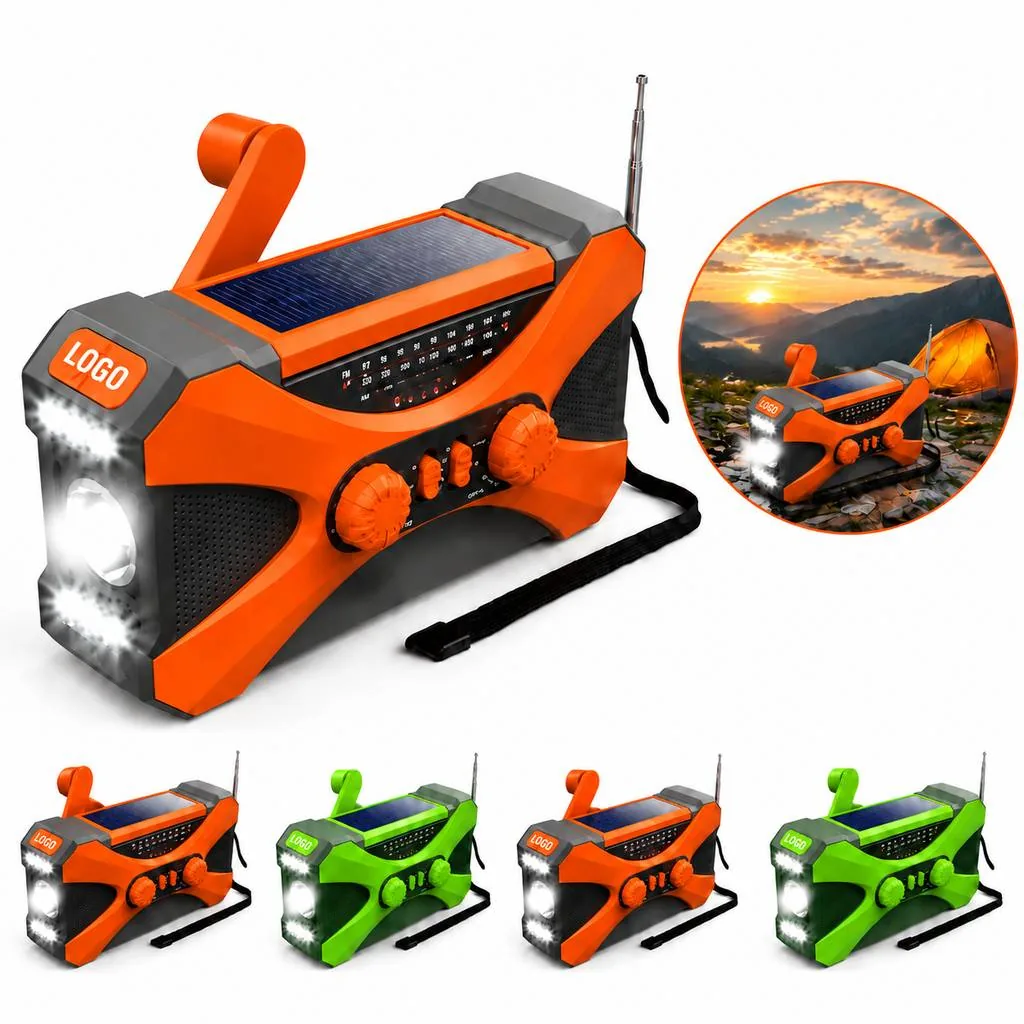 Portable Emergency AM/FM Radio with Solar Crank Charging