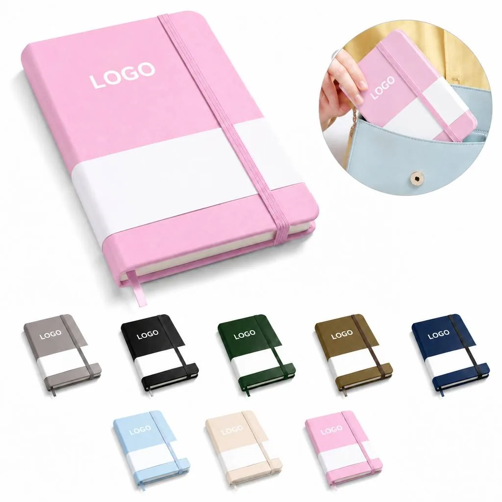 Compact Faux Leather Notebook with Strap for Business