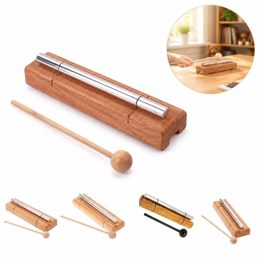 Wooden Meditation Wind Chime with Metal Tubes and Hook 2