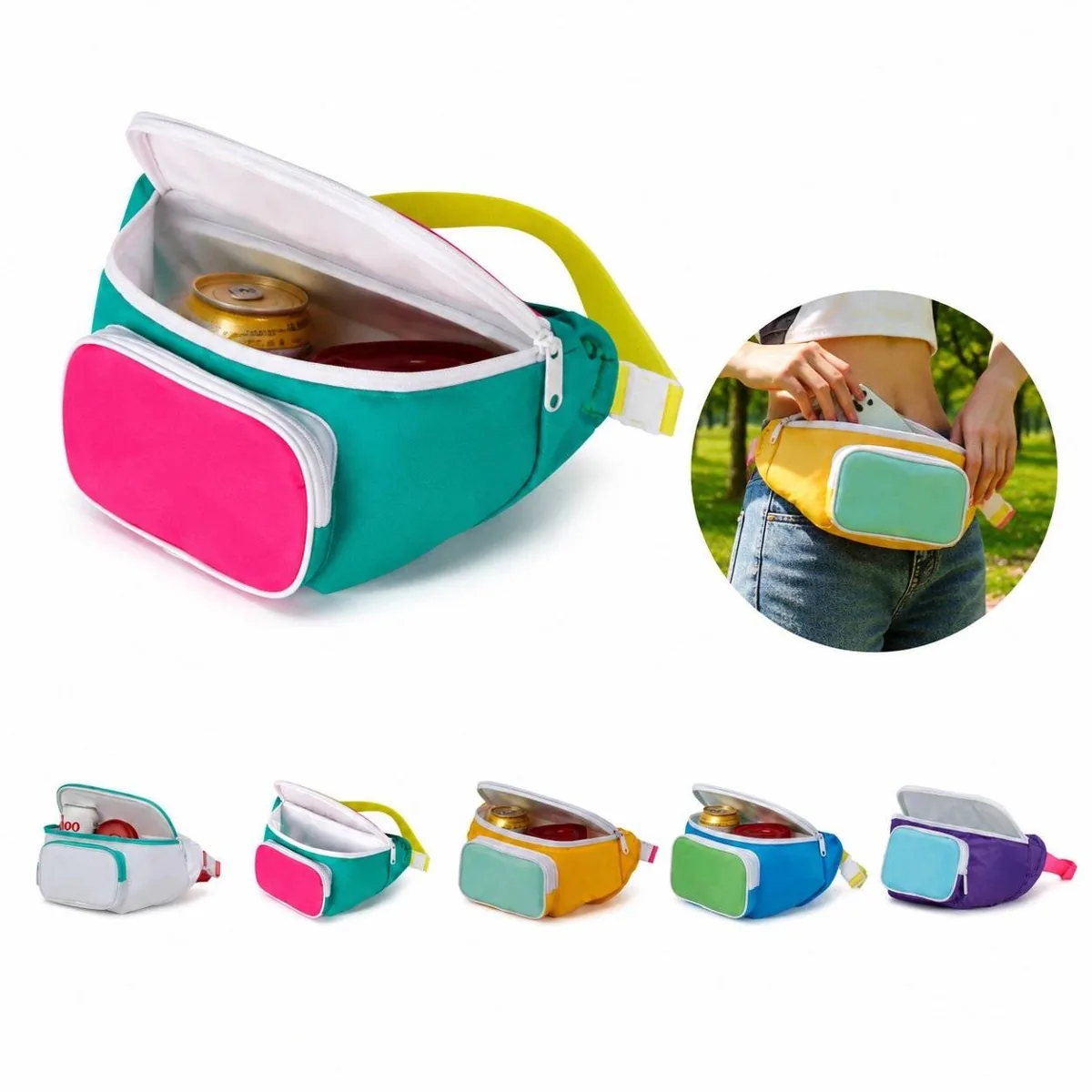Insulated Adjustable Sports Waist Bag with Pockets 2