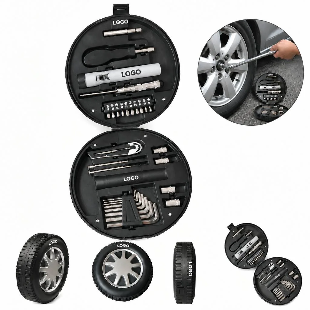 29-Piece Hand Tool Kit with Tire-Shaped Storage Case