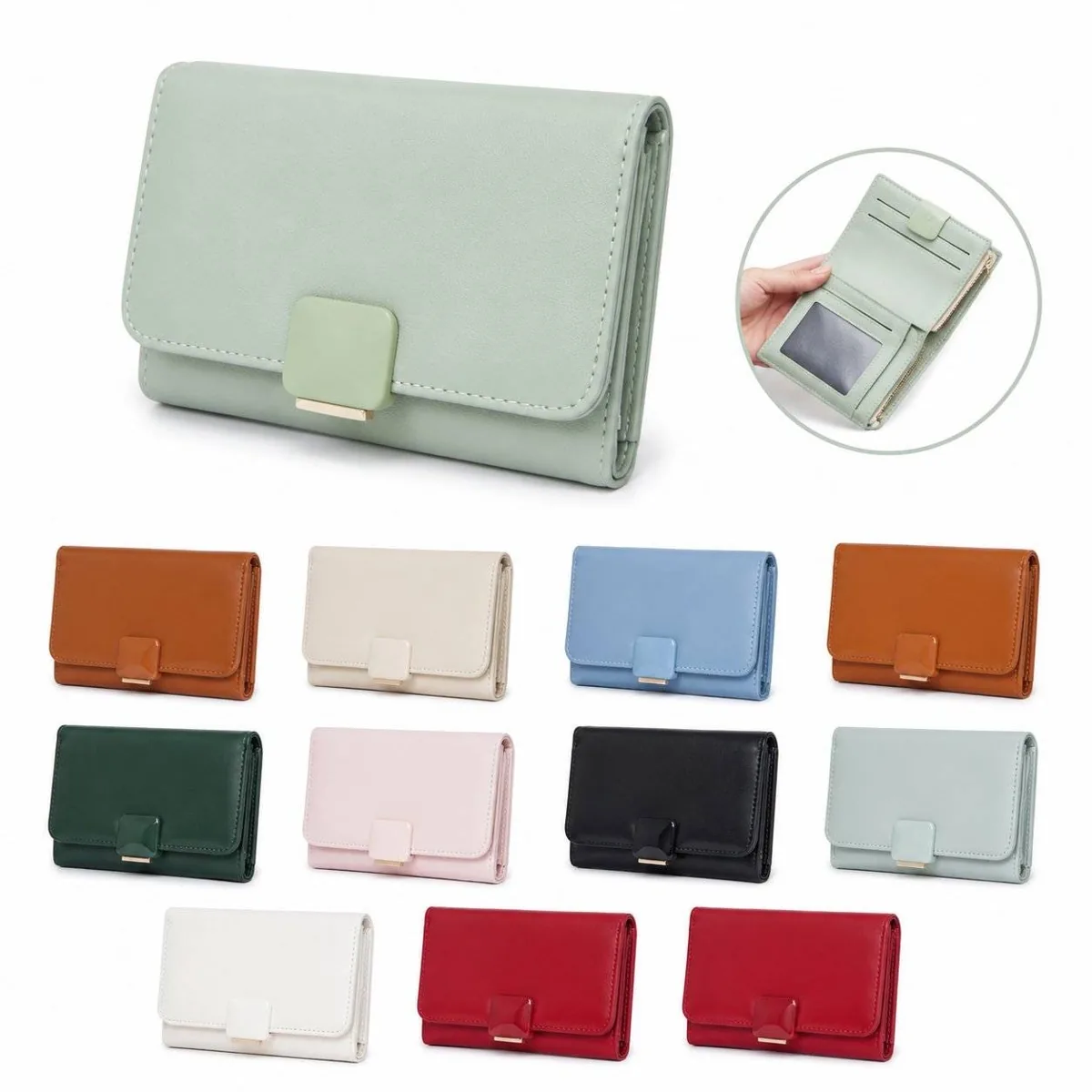Compact Women's Leather Wallet with Secure Zip Closure 2