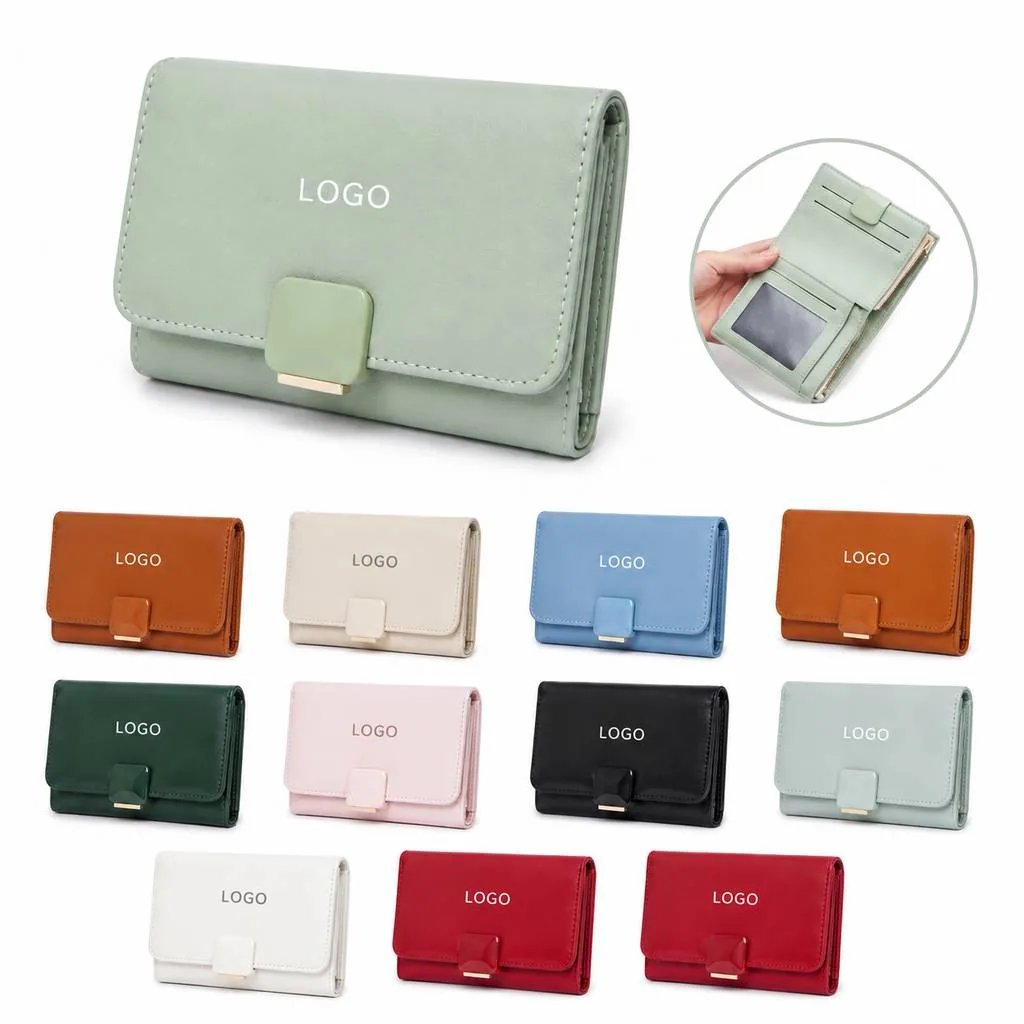Compact Women's Leather Wallet with Secure Zip Closure