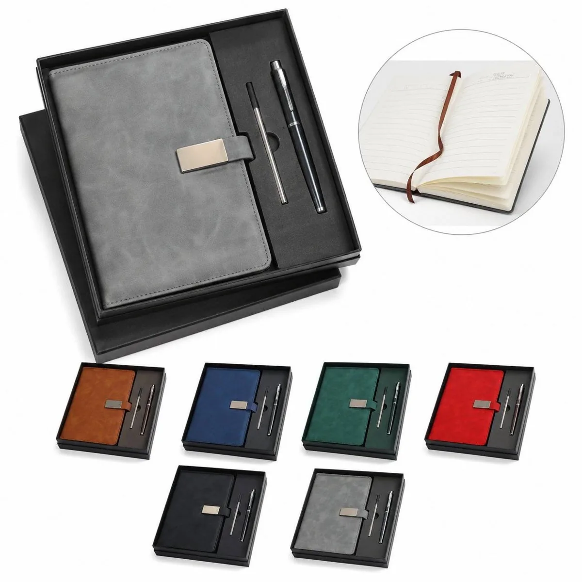 A5 Refillable Leather Business Notebook with Elastic Closure 2
