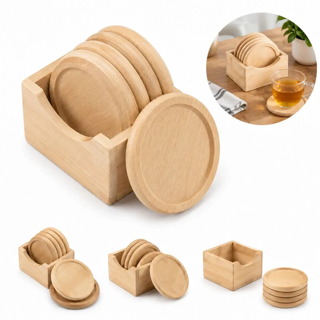 Round Eco-Friendly Bamboo Coasters for Drink Protection 2