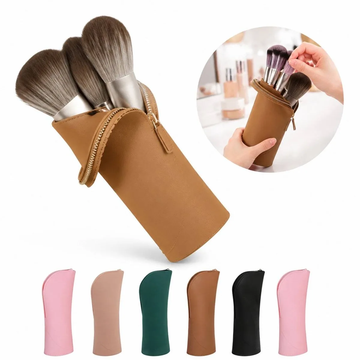 Portable Makeup Brush Organizer Kit with Dustproof Cover 2