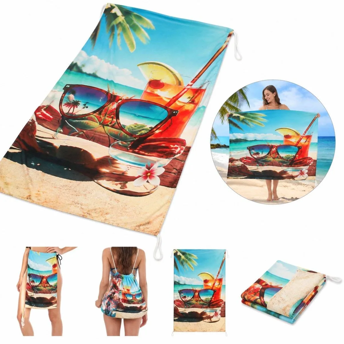 Foldable Quick-Dry Microfiber Beach Towel for Travel 2