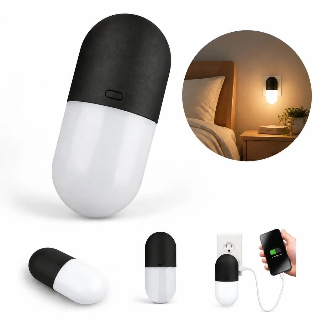 ABS Wall Outlet Night Light with Built-in Adapter 2