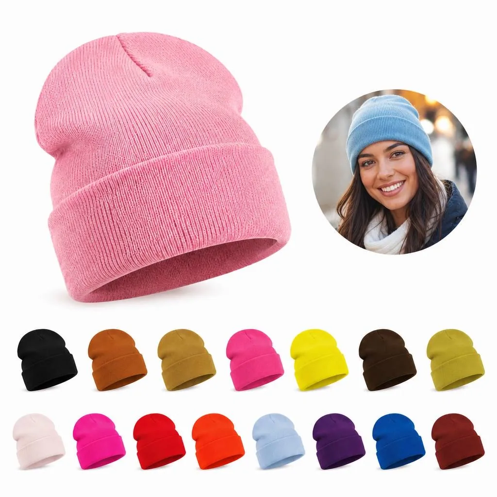 Solid Color Warm Knit Beanie for Men and Women 2
