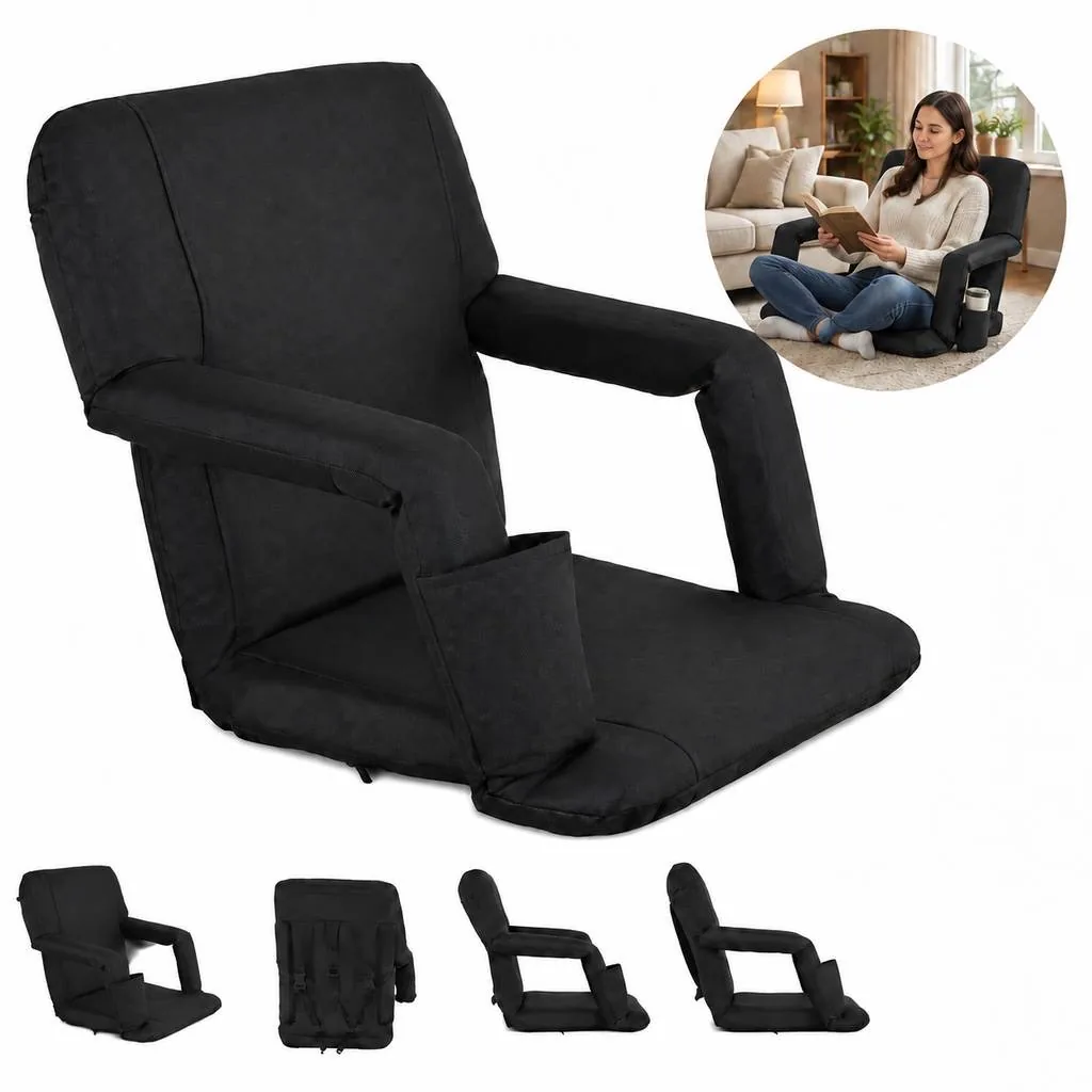 Folding Stadium Seat with Reclining Backrest 2