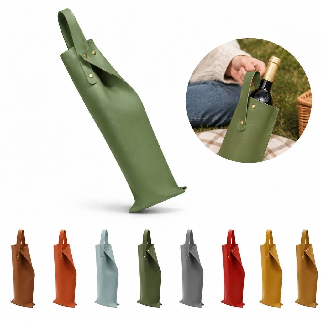 Portable Faux Leather Wine Bottle Gift Pouch 2