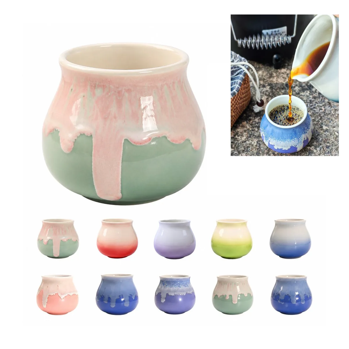 Hand-Poured Glazed Ceramic Coffee Cup for Hot Drinks 2