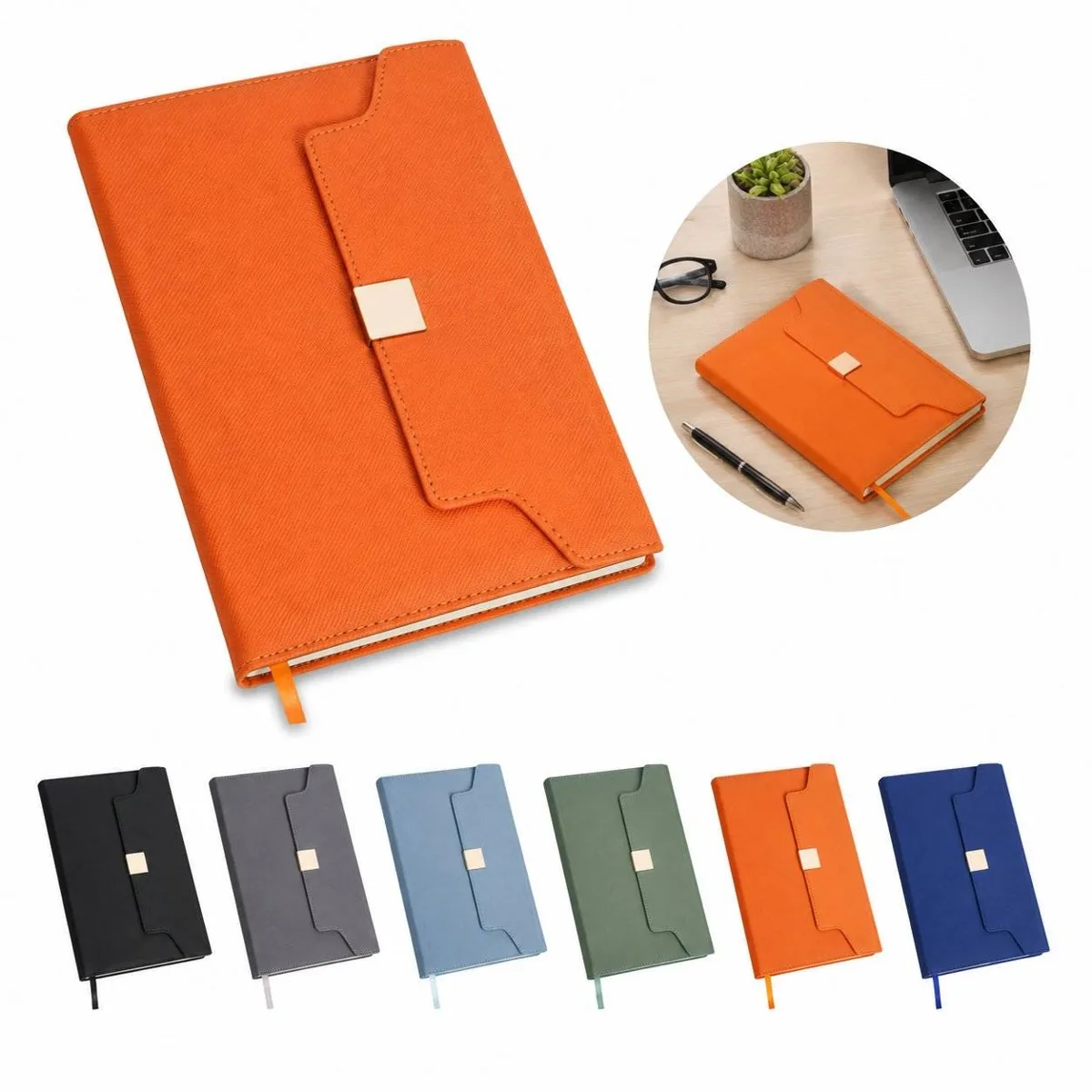 Refillable Faux Leather Business Notebook with Pen Loop 2