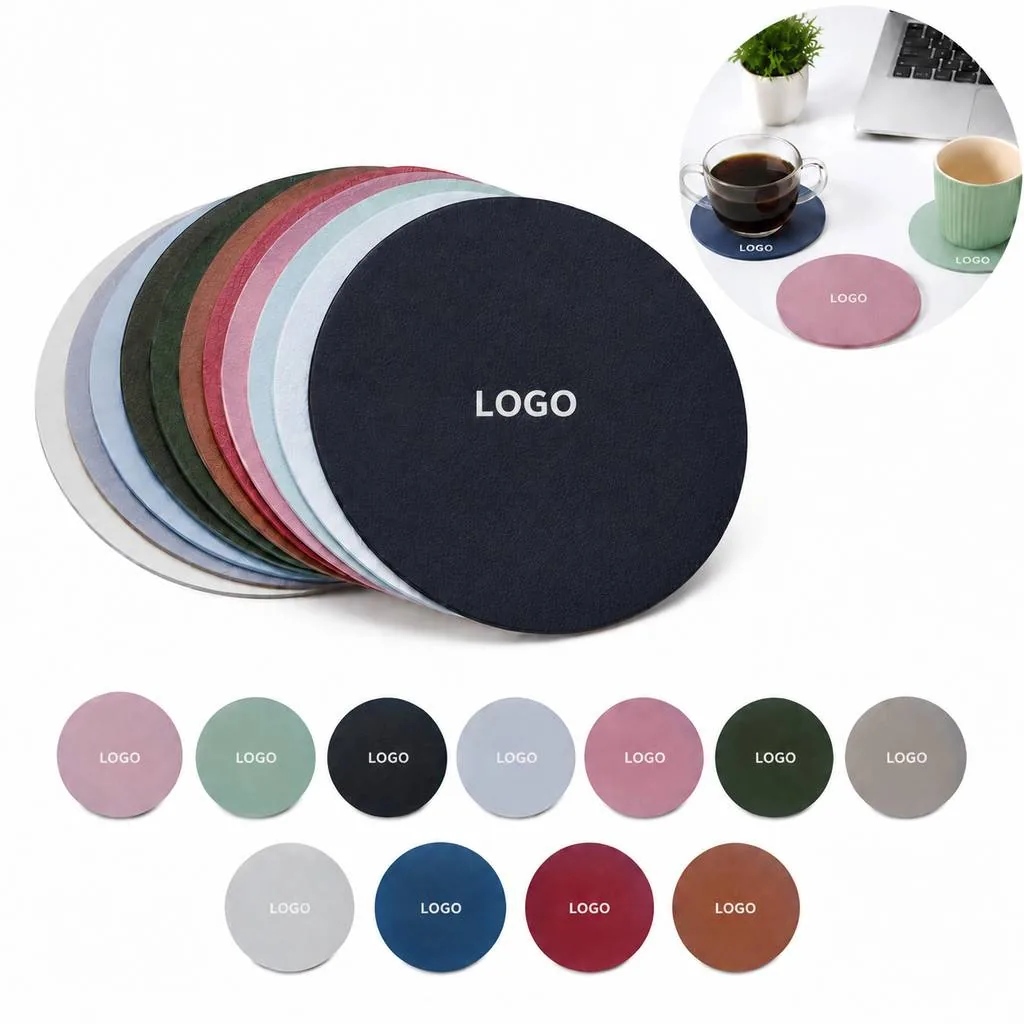 Round Waterproof Leather Coasters for Drinks