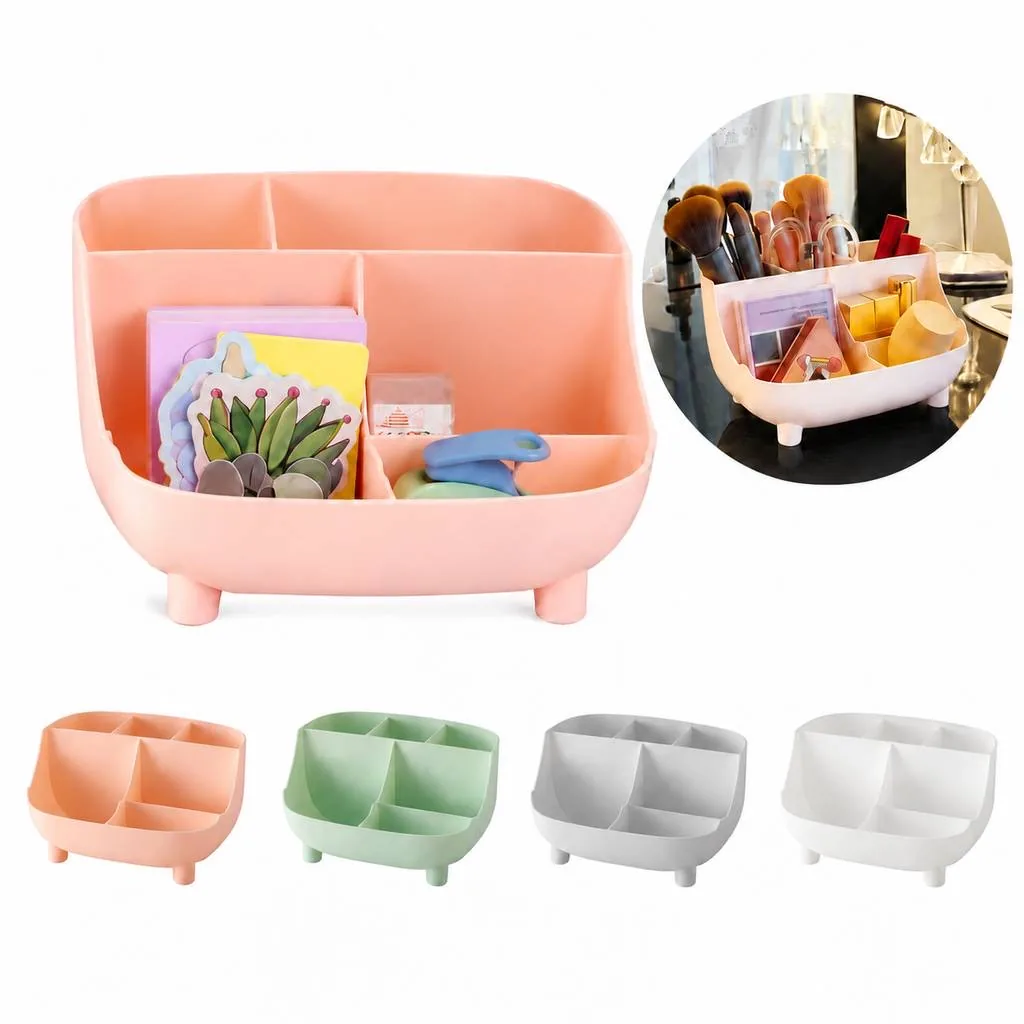 Multi-Compartment Plastic Desk Organizer for Office Supplies 2