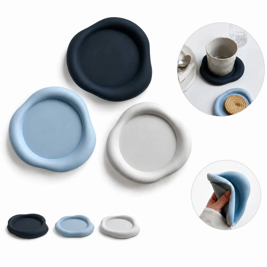 Non-Slip Frosted Silicone Coaster for Heat Protection 2