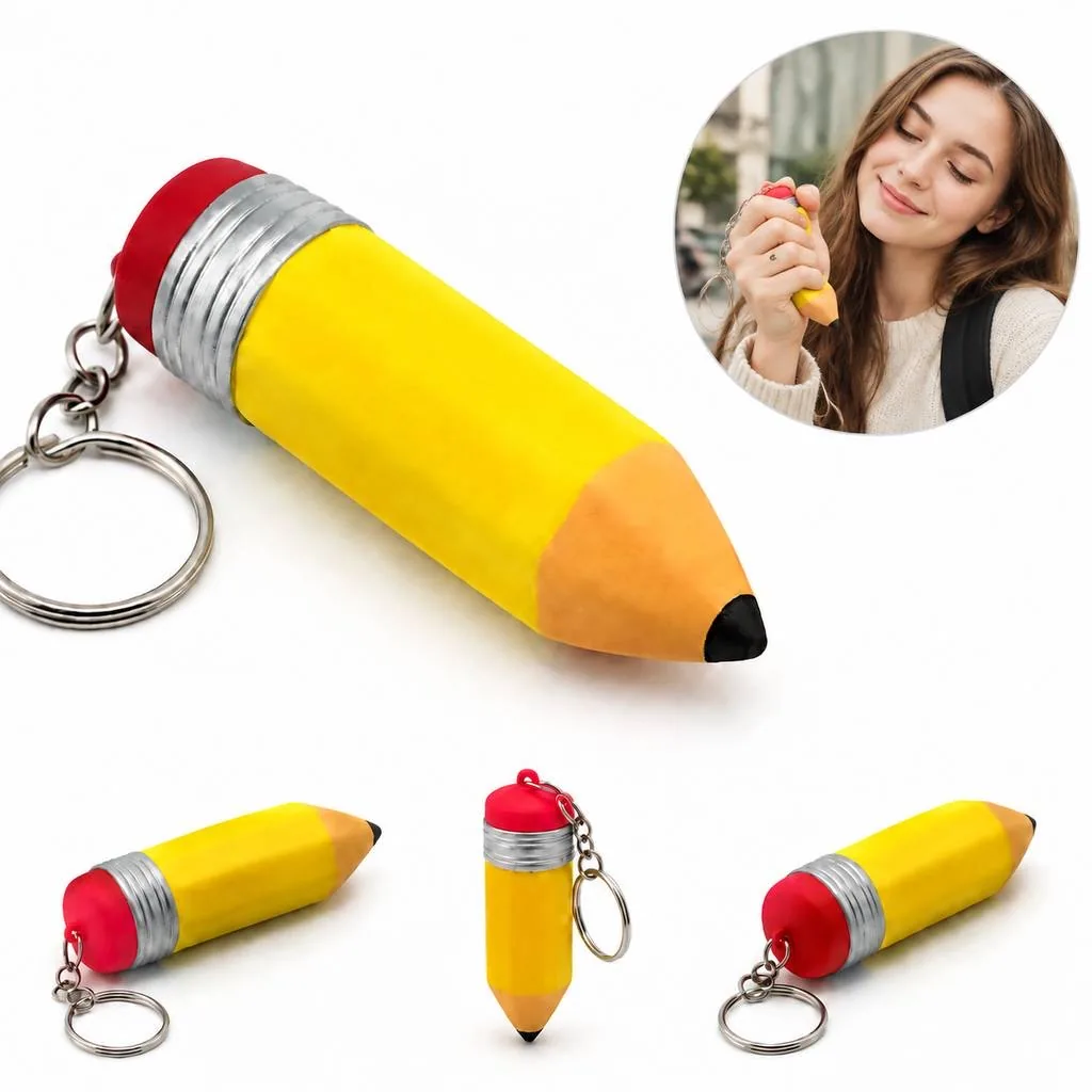 Pencil-Shaped Squeezable Keychain Stress Reliever 2