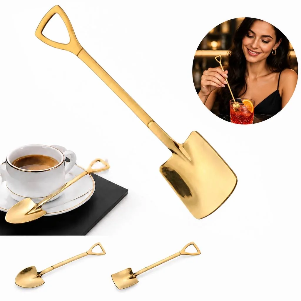 Golden Shovel-Shaped Drink Stirrers for Cocktails 2