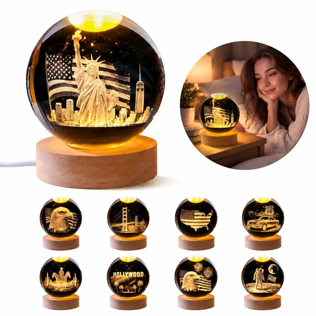 Touch Control LED Night Lamp with 3D Crystal Sphere 2