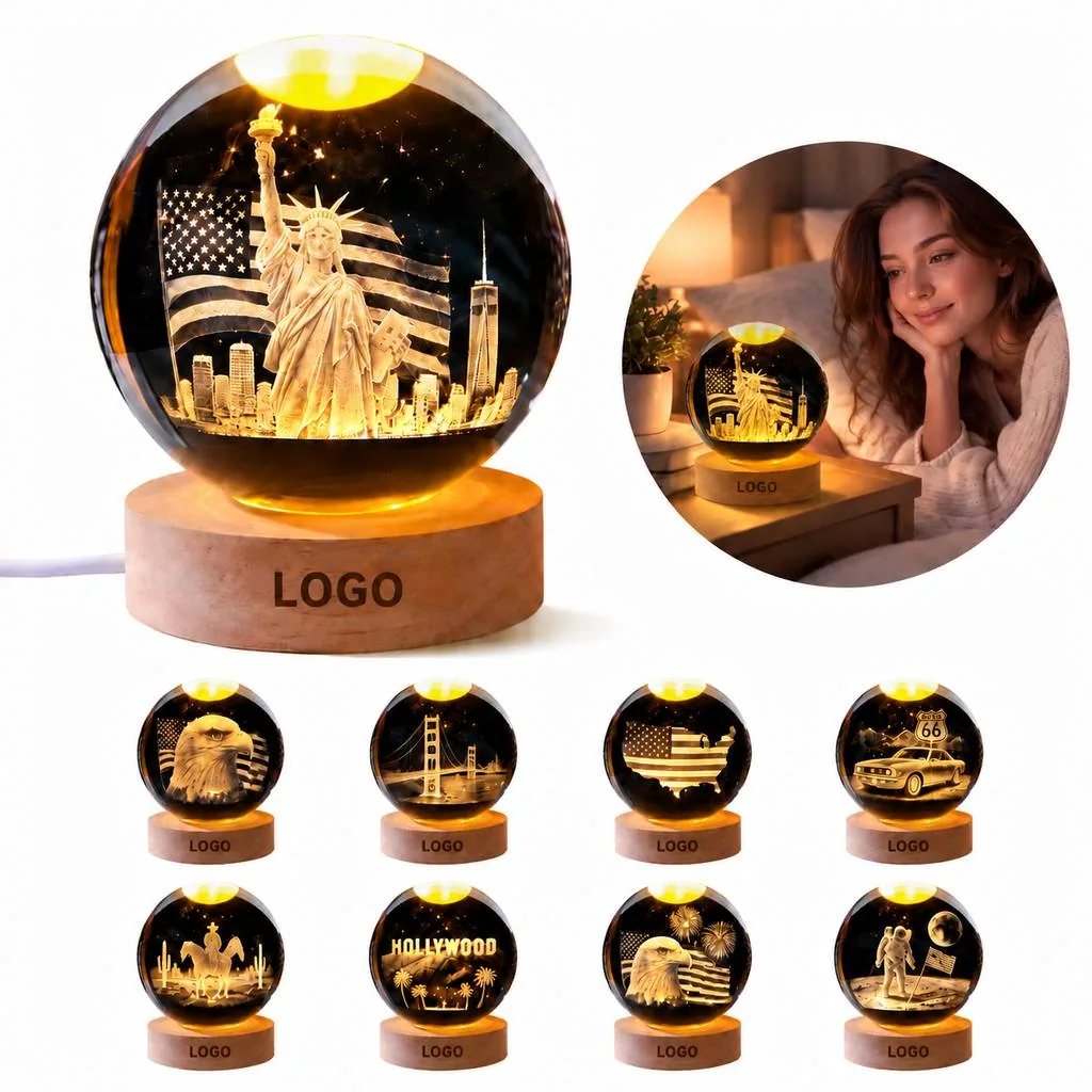 Touch Control LED Night Lamp with 3D Crystal Sphere