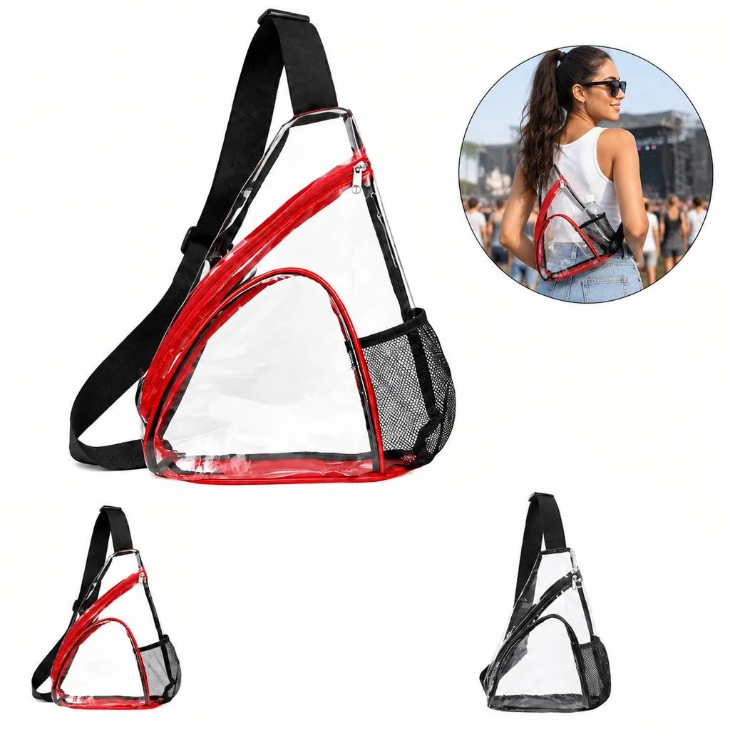 Transparent PVC Sling Bag with Zipper Closure 2