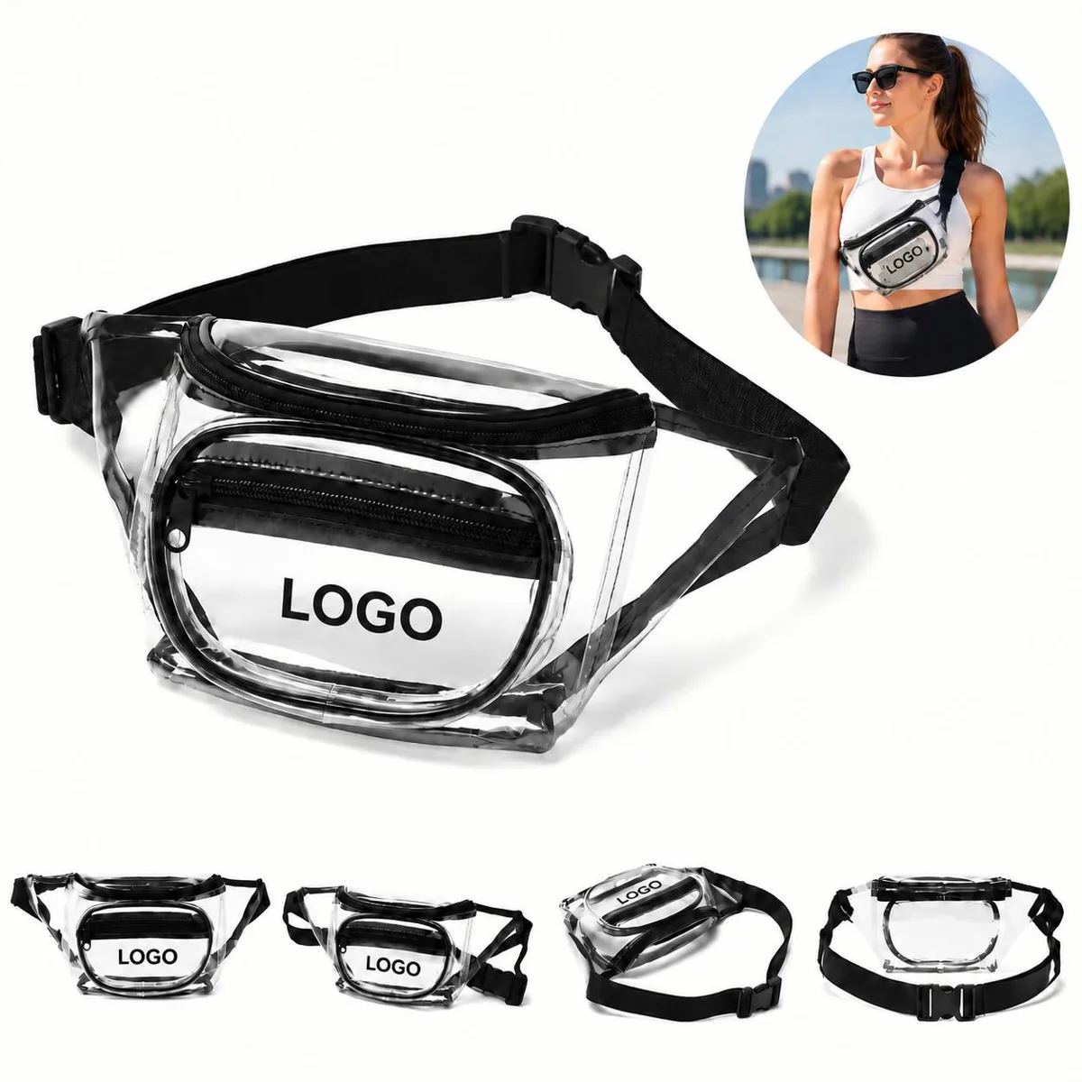 Transparent PVC Waist Bag with Adjustable Strap