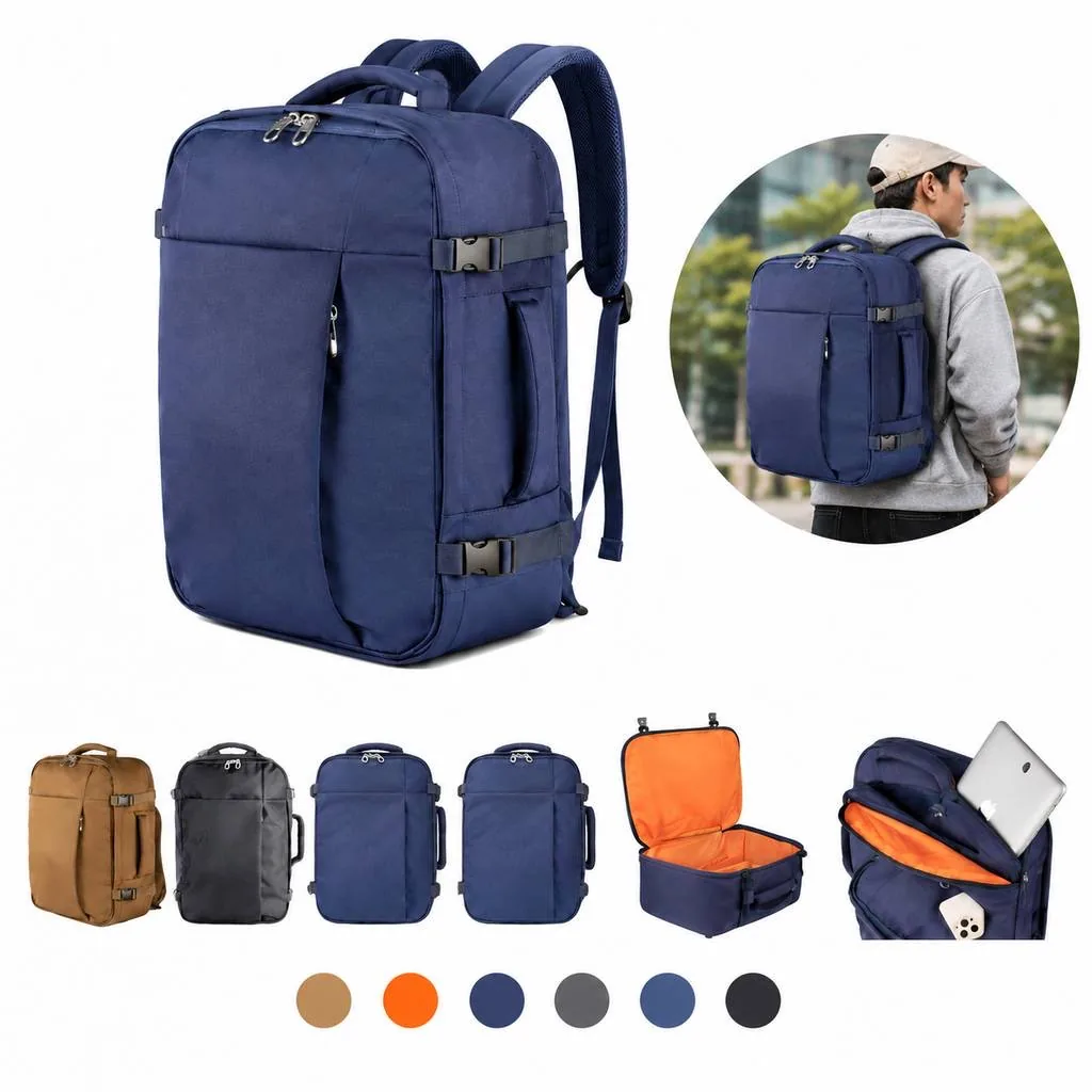 Water-Resistant Recycled Travel Laptop Backpack 15-Inch 2