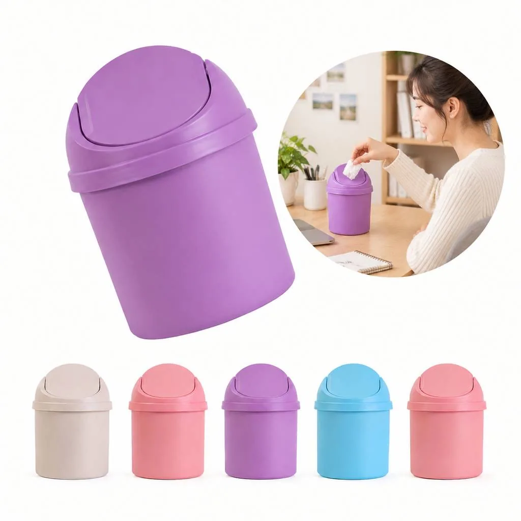 Compact Covered Desktop Waste Bin for Home Office and Study 2