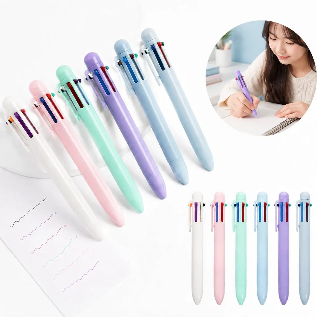 6-Color Click Ballpoint Pen with Retractable Tip 2