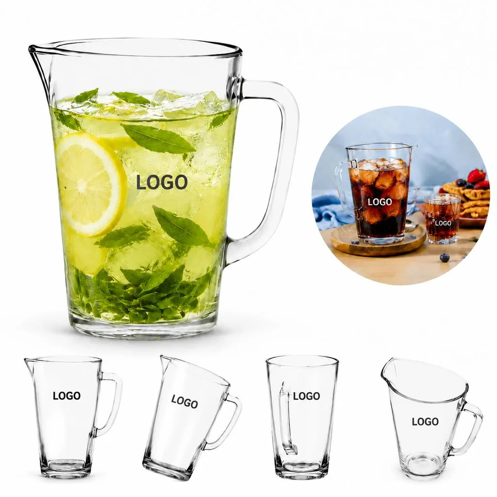 Clear Glass Beverage Pitcher Large Capacity