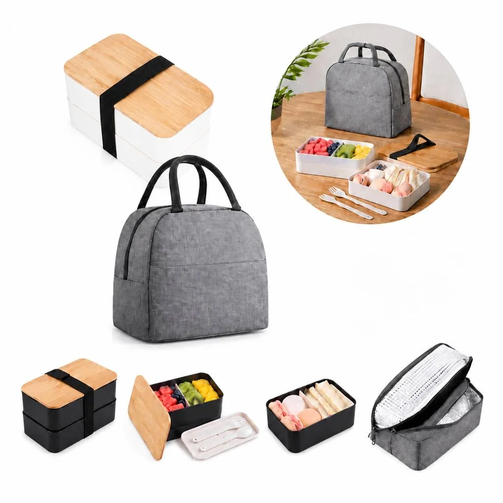 Double Layer Insulated Lunch Box Wheat Straw Eco Friendly 2