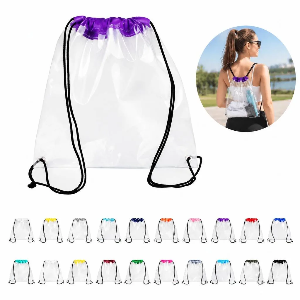Clear Waterproof PVC Drawstring Storage Bag for Travel 2