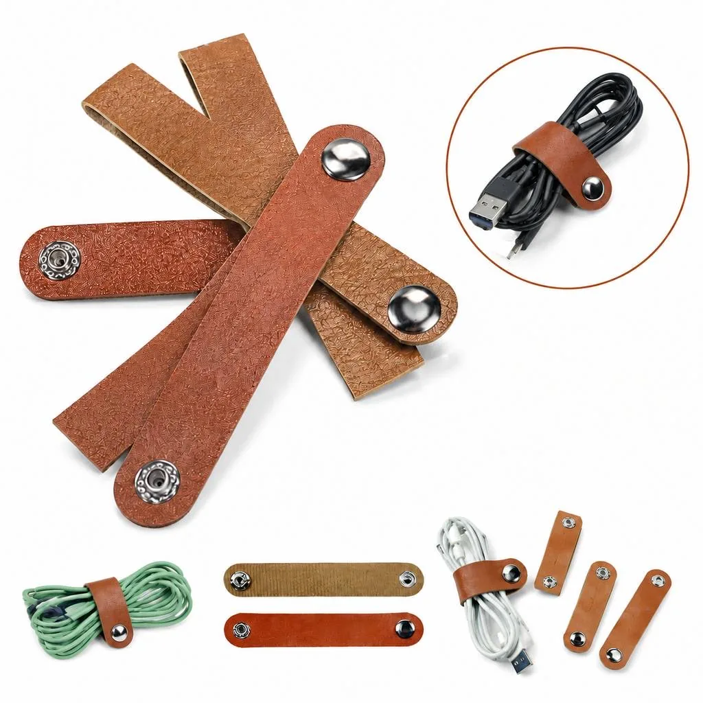 Compact PU Leather Organizer for Cables and Earphones 2