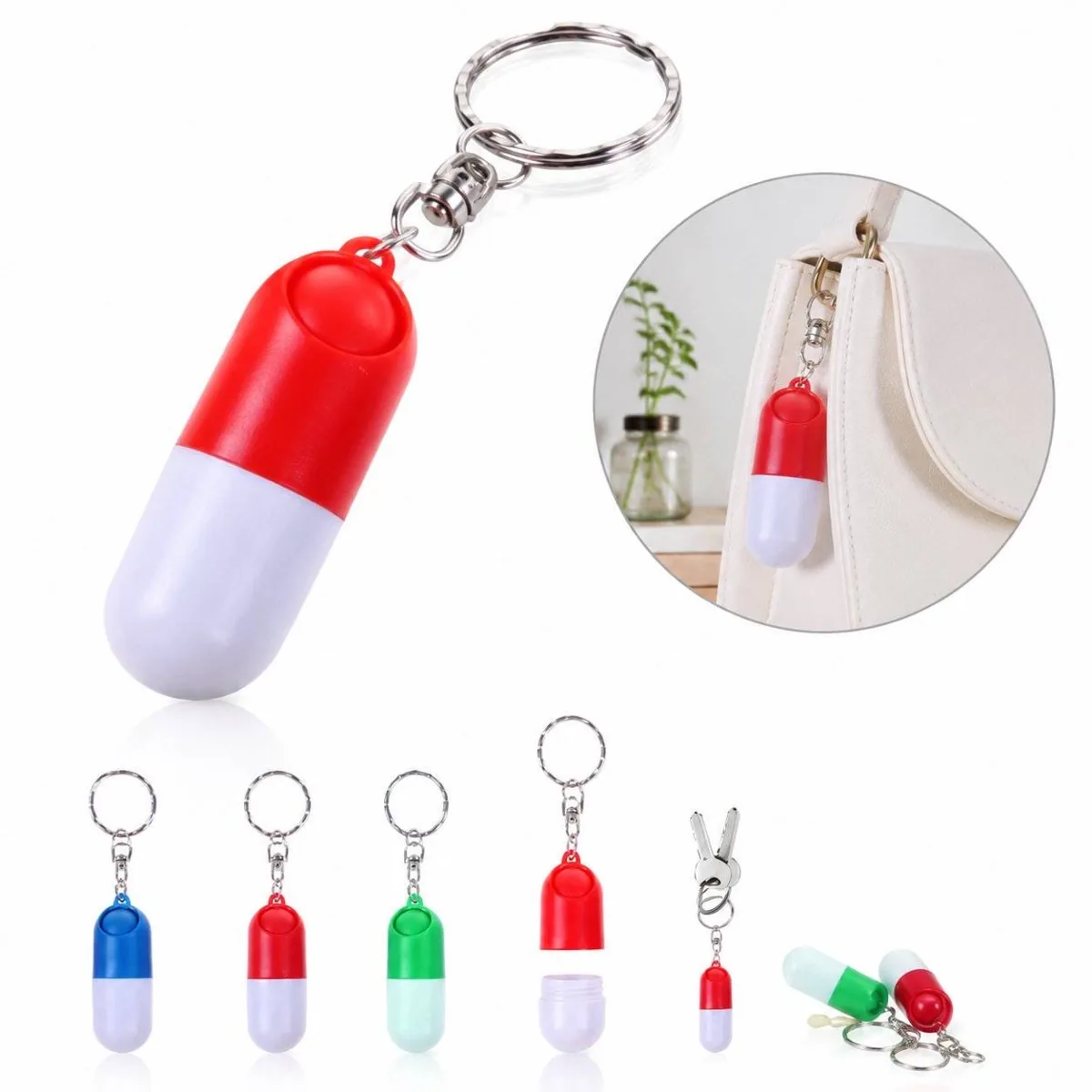Portable Capsule Pill Holder Keychain for Travel 2
