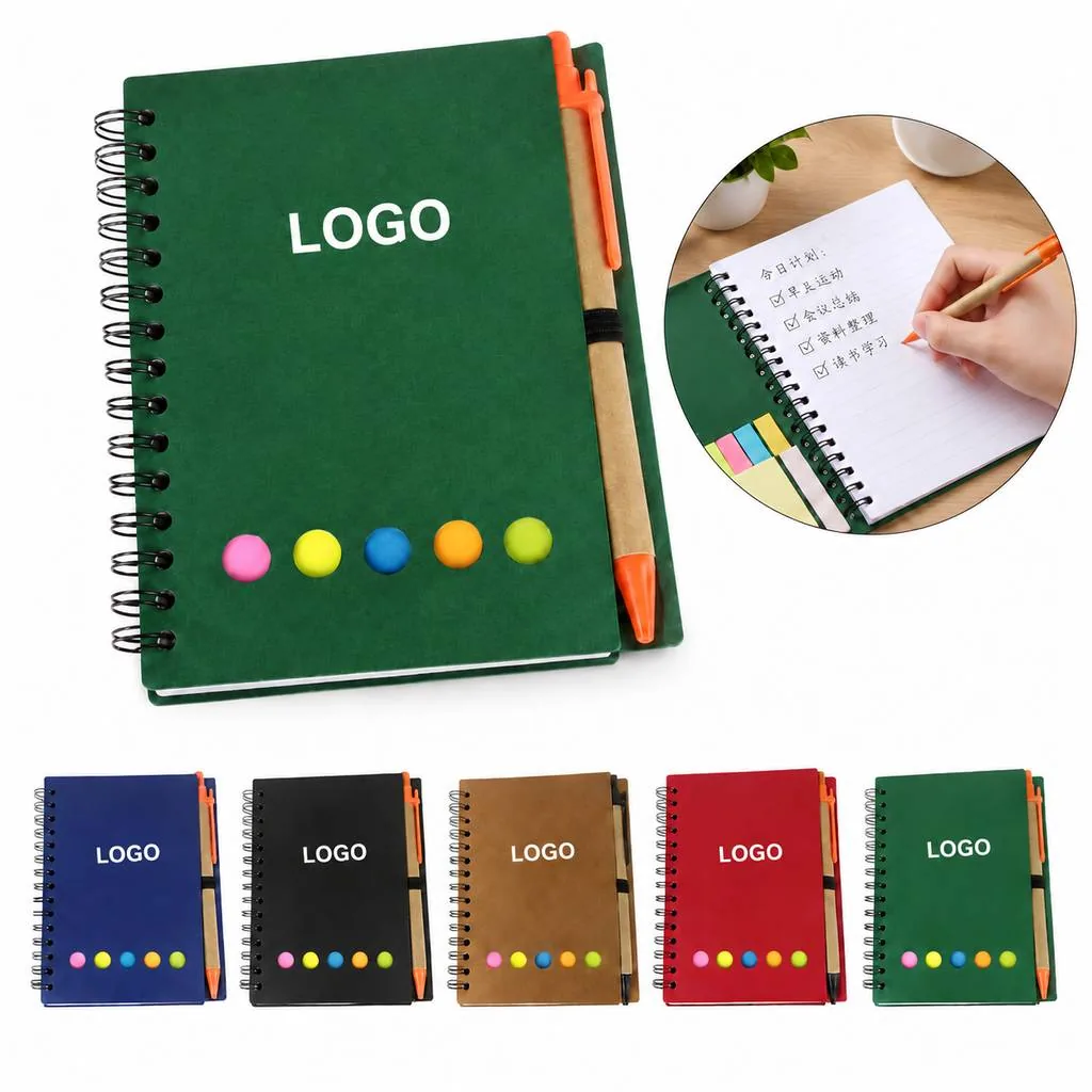 Portable Coil Bound Journal with Attached Pen